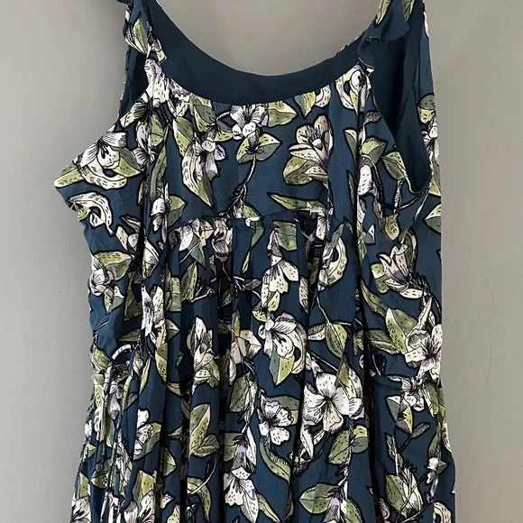 Free People “Dear You” Floral Swing Mini Dress – Navy Floral with Ruffle Straps - Picture 8 of 11